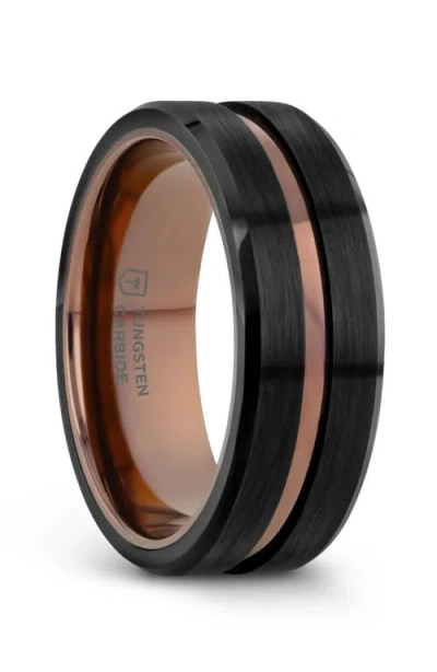 Larson Jewelers Nevan Flat Brushed Tungsten Wedding Band In Black