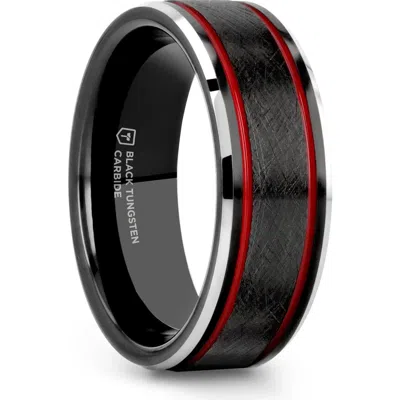 Larson Jewelers Olis Wire Finish Tungsten Wedding Band In Black