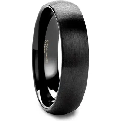 Larson Jewelers Raider Domed Brush Finished Tungsten Wedding Band In Black