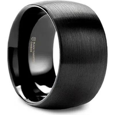 Larson Jewelers Raider Domed Brush Finished Tungsten Wedding Band In Black