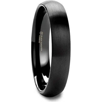 Larson Jewelers Raider Domed Brush Finished Tungsten Wedding Band In Black