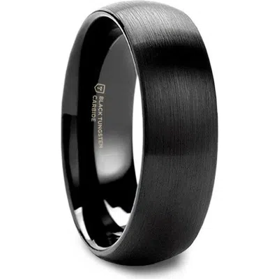 Larson Jewelers Raider Domed Brush Finished Tungsten Wedding Band In Black