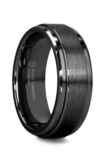 Larson Jewelers Revolve Tungsten Spinner Ring Brushed Center On Polished Base Comfort Fit In Black