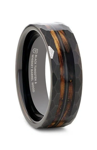 Larson Jewelers Riff Barrel Wood Tungsten Wedding Band In Black
