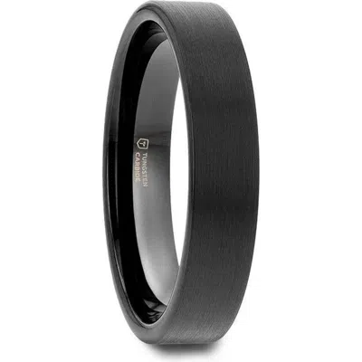 Larson Jewelers San Antonio Flat Tungsten Carbide Band With Brushed Finish In Black