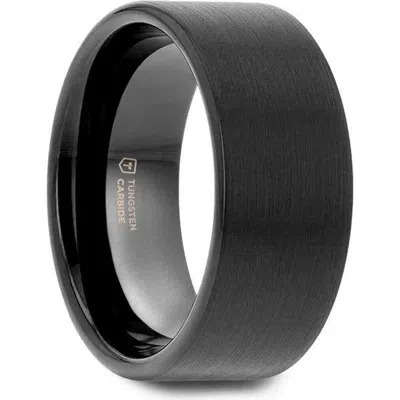 Larson Jewelers San Antonio Flat Tungsten Carbide Band With Brushed Finish In Black