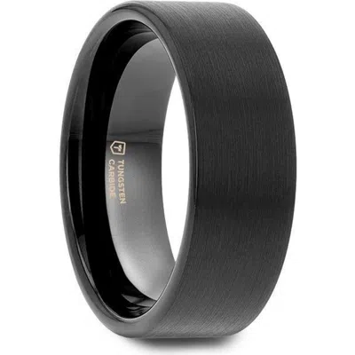 Larson Jewelers San Antonio Flat Tungsten Carbide Band With Brushed Finish In Black