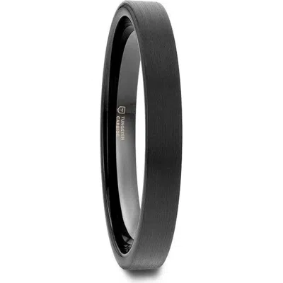 Larson Jewelers San Antonio Flat Tungsten Carbide Band With Brushed Finish In Black