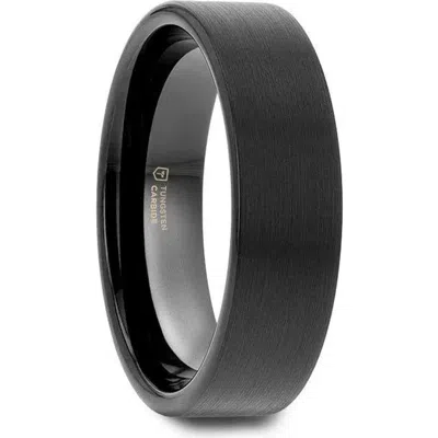 Larson Jewelers San Antonio Flat Tungsten Carbide Band With Brushed Finish In Black