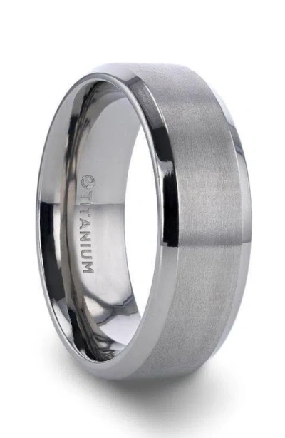 Larson Jewelers Shire Titanium Flat Wedding Ring Brushed Center With Polished Beveled Edges In Metallic