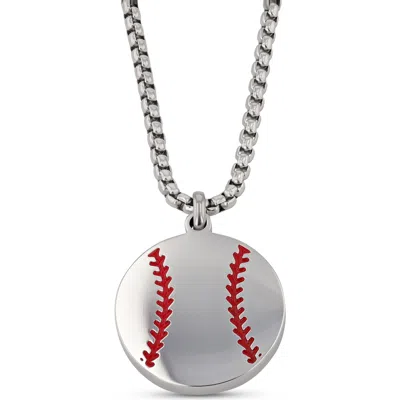 Larson Jewelers Stainless Steel Baseball Pendant Necklace In Metallic