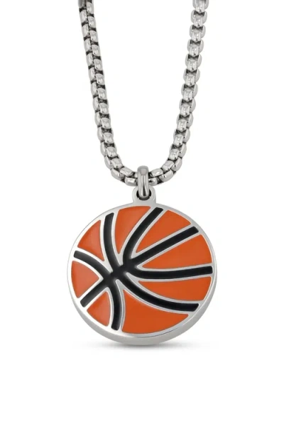 Larson Jewelers Stainless Steel Basketball Pendant Necklace With Chain In Metallic