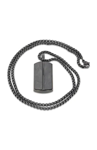 Larson Jewelers Stainless Steel Pendant With Carbon Fiber Inlay In Black