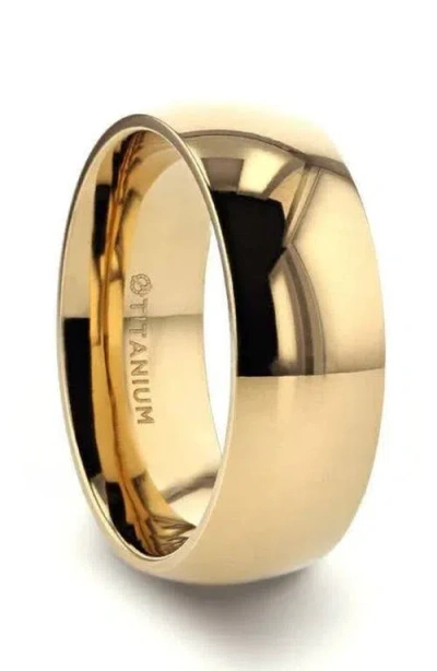 Larson Jewelers Vanna Traditional Domed Titanium Wedding Ring In Gold