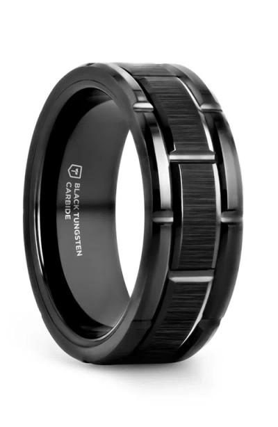Larson Jewelers Windsor Beveled Tungsten Carbide Wedding Band In Black