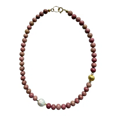 Larsuu Women's Gold / Pink Dusty Rose Necklace In Multi