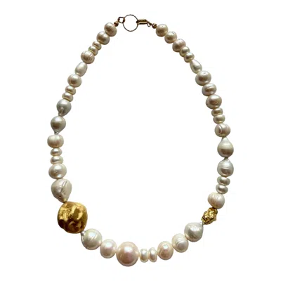 Larsuu Women's Gold / White Pearl Gold Necklace In Multi