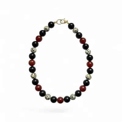 Larsuu Women's Grey / Black / Red Midnight Flame Necklace In Multi