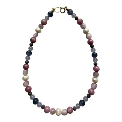 Larsuu Women's White / Purple / Pink Purple Dusk Necklace In Multi