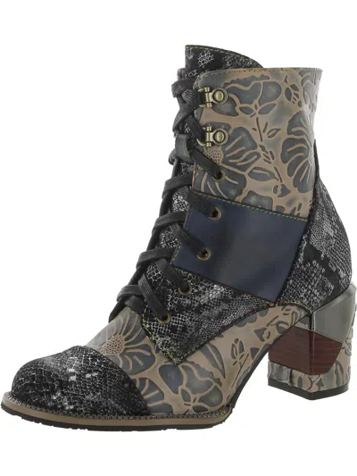 L'artiste By Spring Step Aboot-blum Womens Leather Colorblock Combat & Lace-up Boots In Multi