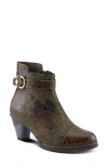 L'artiste By Spring Step Antilles Flower Embossed In Olive Green