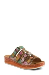 L'artiste By Spring Step Bellini Platform Wedge Slide Sandal In Peach Multi