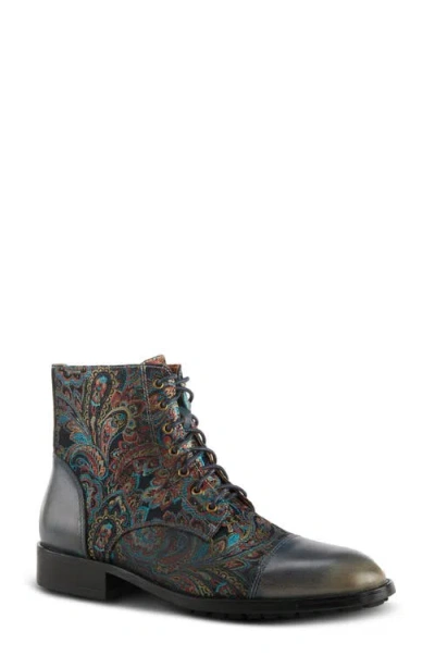 L'artiste By Spring Step Berger Jacquard Bootie In Blue Multi