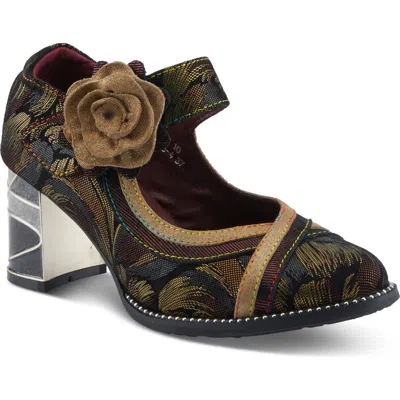 L'artiste By Spring Step Beverlyhills Ankle Strap Pump In Gold Multi