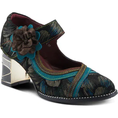L'artiste By Spring Step Beverlyhills Ankle Strap Pump In Teal Multi