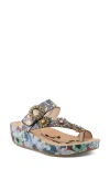 L'artiste By Spring Step Blissbloom Platform Wedge Flip Flop In Navy Multi