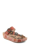 L'artiste By Spring Step Blissbloom Platform Wedge Flip Flop In Peach