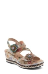 L'artiste By Spring Step Blissful Slingback Platform Wedge Sandal In Beige Multi