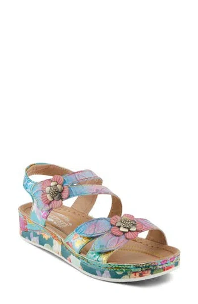 L'artiste By Spring Step Calista Floral Embellished Ankle Strap Sandal In Multi