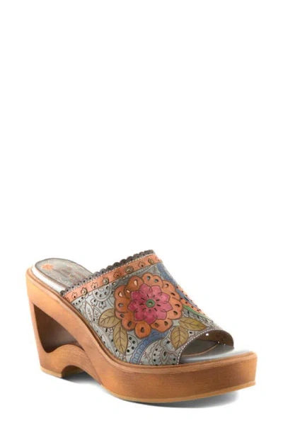L'artiste By Spring Step Calle Platform Wedge Sandal In Denim Multi