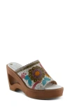 L'artiste By Spring Step Calle Platform Wedge Sandal In White Multi
