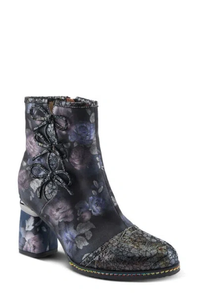 L'artiste By Spring Step Carre Cap Toe Bootie In Black Multi