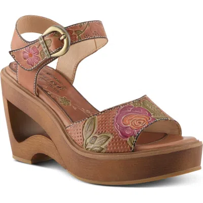 L'artiste By Spring Step Coolchic Platform Wedge Sandal In Brown Multi