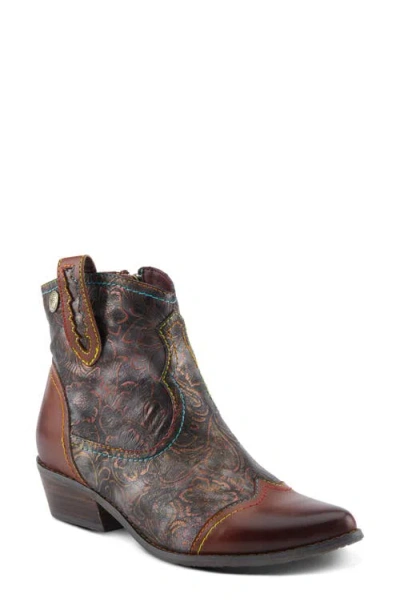 L'artiste By Spring Step Countrypop Wingtip Pointed Toe Western Boot In Brown Multi