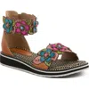L'artiste By Spring Step Cruzer Ankle Strap Sandal In Camel Multi