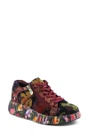 L'artiste By Spring Step Dallyn Floral Platform Sneaker In Bordeaux Multi