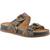 L'artiste By Spring Step Glaze Platform Slide Sandal In Blue Multi
