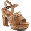 L'artiste By Spring Step Hotstrut Platform Sandal In Tan Multi