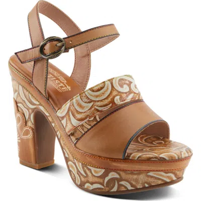 L'artiste By Spring Step Hotstrut Platform Sandal In Tan Multi