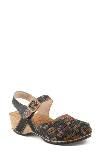 L'artiste By Spring Step Koraline Ankle Strap Clog In Black Multi