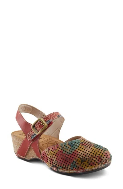 L'artiste By Spring Step Koraline Ankle Strap Clog In Red Multi