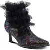 L'artiste By Spring Step Lacenshine Pointed Toe Bootie In Black Multi