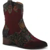 L'artiste By Spring Step Ladyluck Bootie In Bordeaux Multi Suede