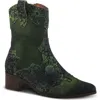 L'artiste By Spring Step Ladylucky Womens Faux Suede Pointed Toe Ankle Boots In Green Multi Suede