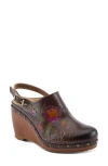 L'artiste By Spring Step Loveya Slingback Platform Wedge Clog In Chocolate Brown