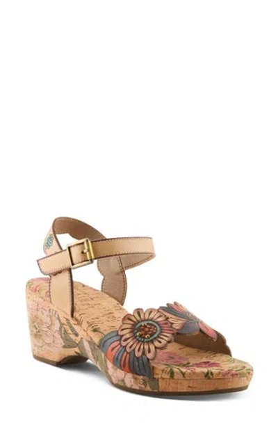L'artiste By Spring Step Luvinlife Ankle Strap Platform Wedge Sandal In Brown